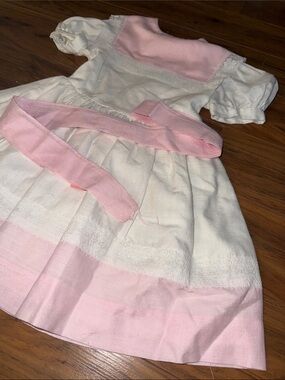 2T handmade vintage 70s Cream and Pink Vintage Girl's Dress